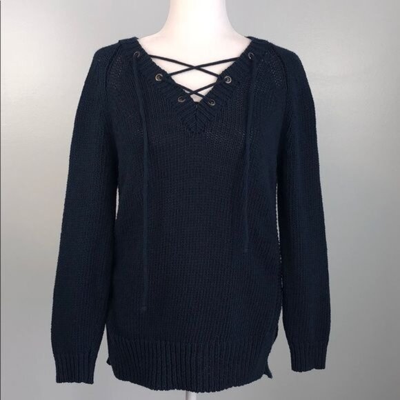 ANTHROPOLOGIE Moth Raglan Asbury Lace Up Sweater - S - Picture 2 of 10
